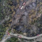 Orman yangınında zarar gören alanlar dronla görüntülendi